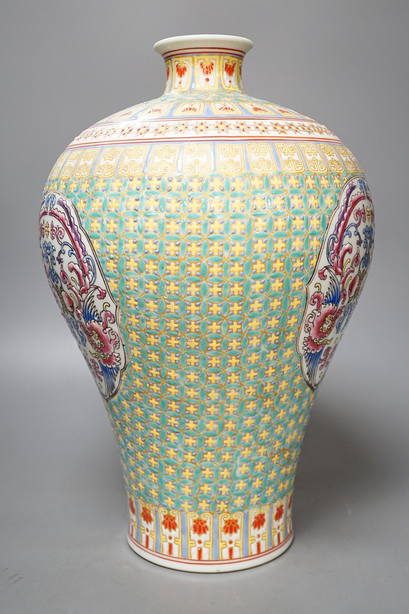 A Chinese enamelled porcelain meiping, 39cm